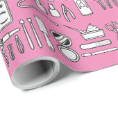 美しいヘアサロンツールカウトピンクホワイト ラッピングペーパー (ロールコーナー)