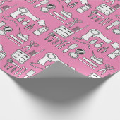 美しいヘアサロンツールカウトピンクホワイト ラッピングペーパー (角)