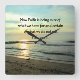 美しいヘブライ人11:1日の出 スクエア壁時計