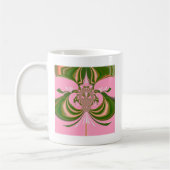 美しいベイビーピンクとグリーンと白の万華鏡 コーヒーマグカップ (左)