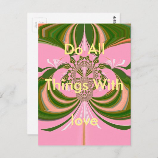 美しいベイビーピンクとグリーンと白の万華鏡 ポストカード (正面/裏面)