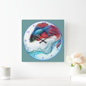 美しいベッタフィッシュ スクエア壁時計 (ホーム)