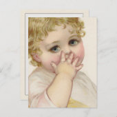 美しいベビーのキスヴィンテージイラストレーション ポストカード (正面/裏面)