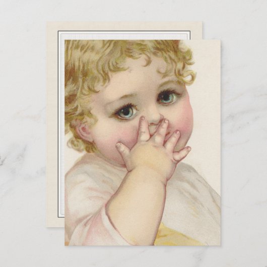 美しいベビーのキスヴィンテージイラストレーション ポストカード (正面/裏面)