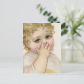 美しいベビーのキスヴィンテージイラストレーション ポストカード (スタンド正面)