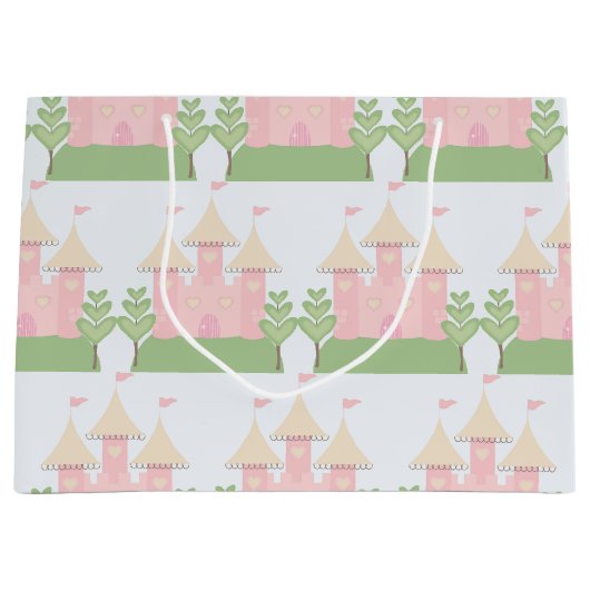 美しいベビーのギフトまたはシャワーのプリンセスパターン ラージペーパーバッグ (正面)