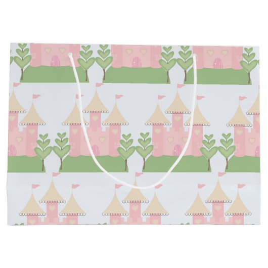 美しいベビーのギフトまたはシャワーのプリンセスパターン ラージペーパーバッグ (裏面)