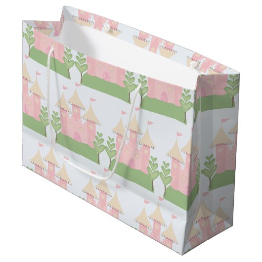 美しいベビーのギフトまたはシャワーのプリンセスパターン ラージペーパーバッグ (正面アングル)