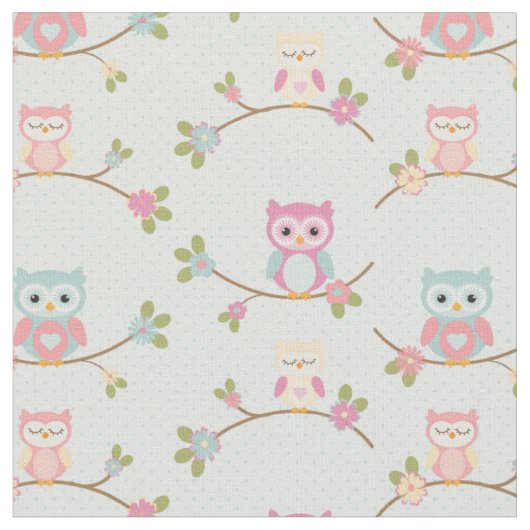 美しいベビーのフクロウパターン ファブリック (クローズアップ)