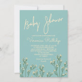 美しいベビーの呼吸ベビーシャワー 招待状 (正面)