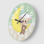 美しいベビーの子ヒツジ ラージ壁時計 (傾斜)