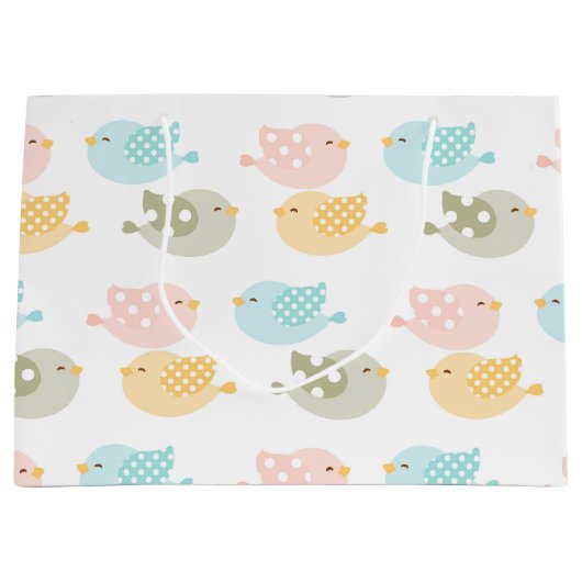 美しいベビーの幼児子供の鳥パターン ラージペーパーバッグ (正面)