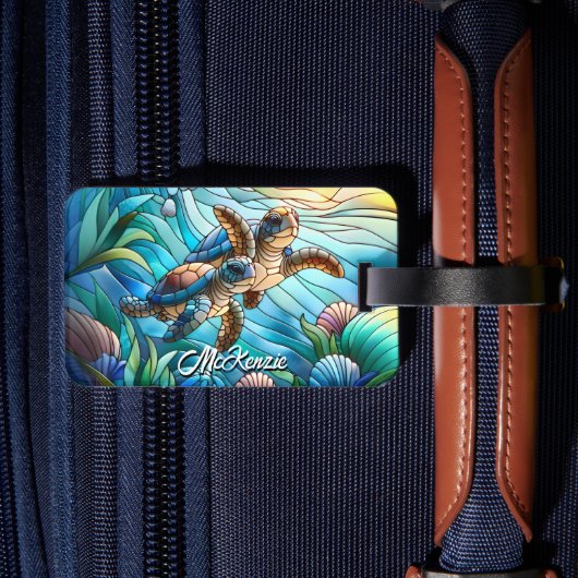 美しいベビーウミガメカラフルインシー ラゲッジタグ (裏面インサイチュ2)