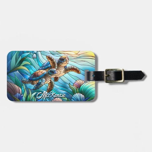 美しいベビーウミガメカラフルインシー ラゲッジタグ (正面横)
