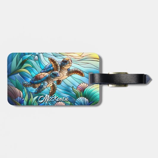 美しいベビーウミガメカラフルインシー ラゲッジタグ (裏面横)