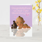 美しいベビーガールの孫おめでとう カード (黄色い花)