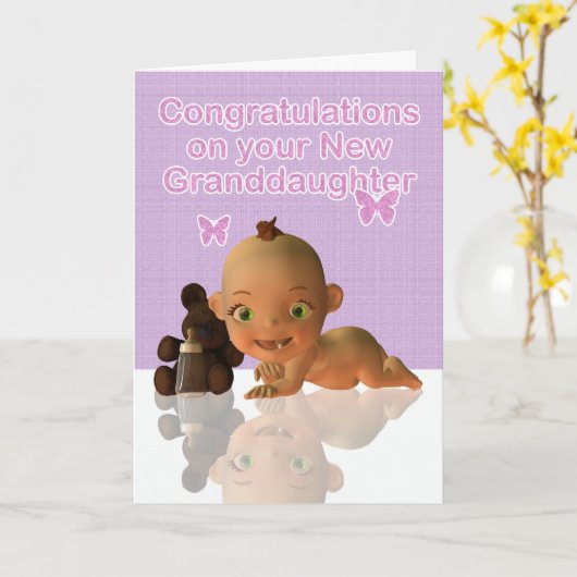 美しいベビーガールの孫おめでとう カード (黄色い花)