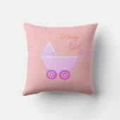 美しいベビーガールズベビーカーonピンク クッション (裏面)