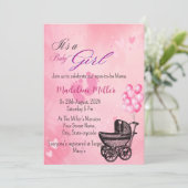 美しいベビーガールピンクベビーシャワー招待状 招待状 (スタンド正面)