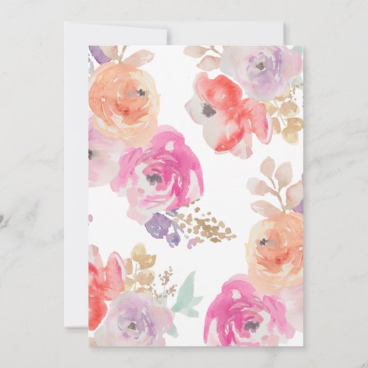 美しいベビーシャワー招待状フローラ水彩 招待状 (裏面)