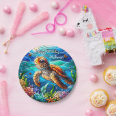 美しいベビーシータートルスイミング ペーパープレート (パーティー)