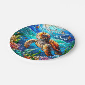 美しいベビーシータートルスイミング ペーパープレート (アングル)