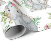 美しいベビーゾウと花のパタ子供へーン ラッピングペーパー (ロールコーナー)