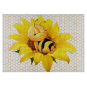 美しいベビーハニービーイエローサンフラワー カッティングボード (正面)