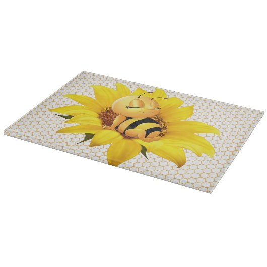 美しいベビーハニービーイエローサンフラワー カッティングボード (角)
