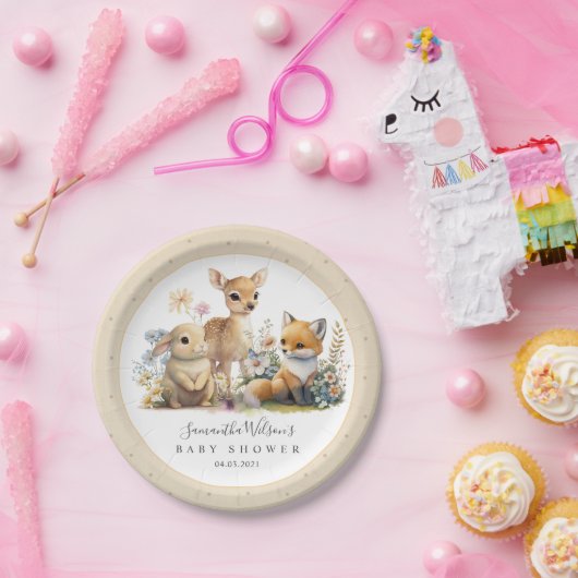 美しいベビーバニーディアーキツネフローラベビーシャワー ペーパープレート (パーティー)