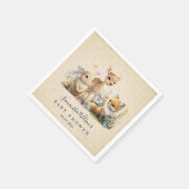 美しいベビーバニーディアーキツネフローラベビーシャワーN スタンダードカクテルナプキン (角)