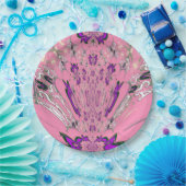 美しいベビーピンクとパープルのモノグラムペーパープレート ペーパープレート (パーティー)