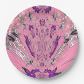 美しいベビーピンクとパープルのモノグラムペーパープレート ペーパープレート (正面)