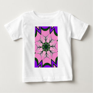 美しいベビーピンクパープルシェードモチーフのモノグラムデ ベビーTシャツ