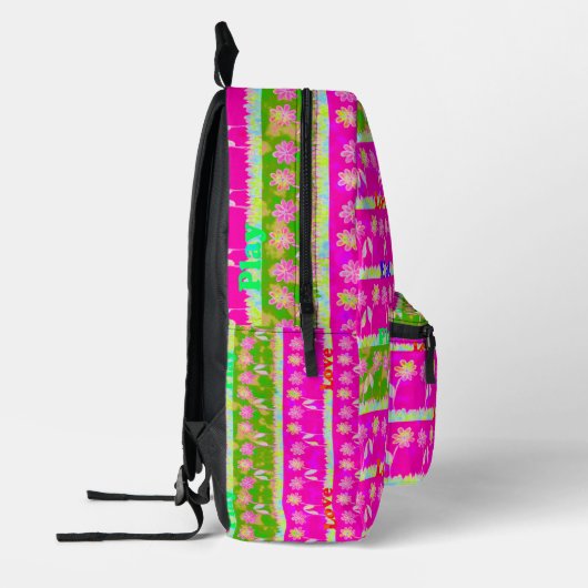 美しいベビーピンクフローラエッジデザインキングサイズ プリントバックパック (左)