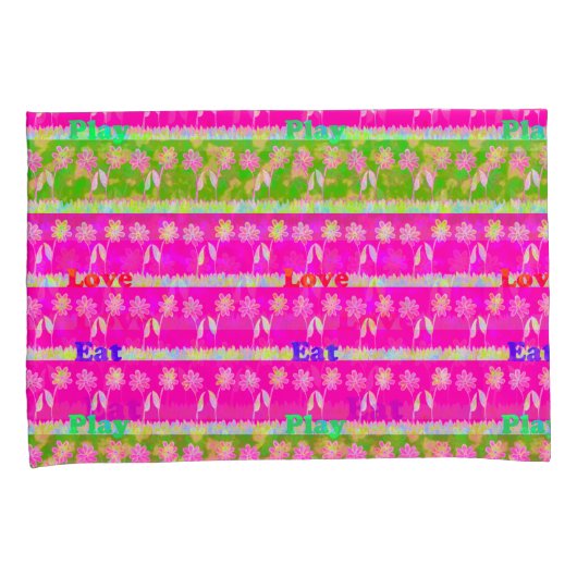 美しいベビーピンクフローラエッジデザインキングサイズ 枕カバー (正面右)