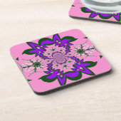 美しいベビーピンクフローラ紫の色合いモチーフ コースター (左側)