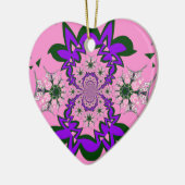 美しいベビーピンクフローラ紫の色合いモチーフ セラミックオーナメント (左)