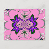 美しいベビーピンクフローラ紫の色合いモチーフ ポストカード (正面)