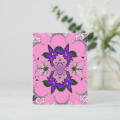 美しいベビーピンクフローラ紫の色合いモチーフ ポストカード (スタンド正面)