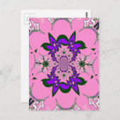 美しいベビーピンクフローラ紫の色合いモチーフ ポストカード (正面/裏面)