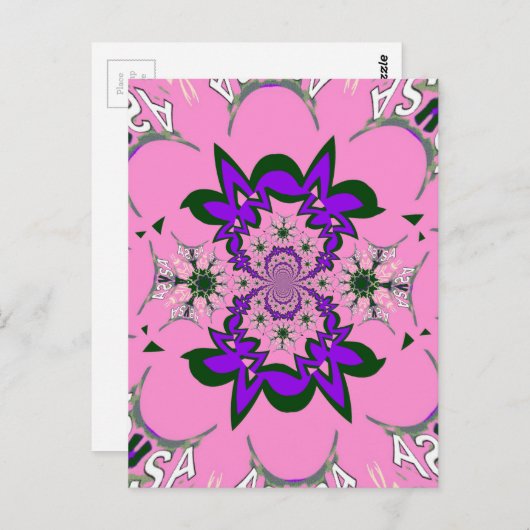美しいベビーピンクフローラ紫の色合いモチーフ ポストカード (正面/裏面)