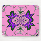 美しいベビーピンクフローラ紫の色合いモチーフ マウスパッド (正面)