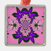 美しいベビーピンクフローラ紫の色合いモチーフ メタルオーナメント (正面)