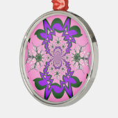 美しいベビーピンクフローラ紫の色合いモチーフ メタルオーナメント (左)