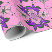 美しいベビーピンクフローラ紫の色合いモチーフ ラッピングペーパー (ロールコーナー)