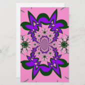 美しいベビーピンクフローラ紫の色合いモチーフ 便箋 (正面/裏面)