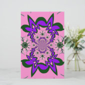 美しいベビーピンクフローラ紫の色合いモチーフ 便箋 (スタンド正面)