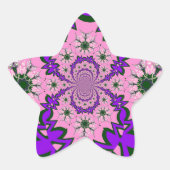 美しいベビーピンクフローラ紫の色合いモチーフ 星シール (正面)