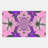 美しいベビーピンクフローラ紫の色合いモチーフ 長方形シール (正面)